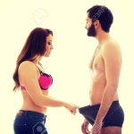 Woman looks in underwear