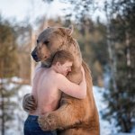 Bear hugging man