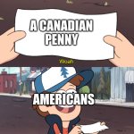 the metal is worth more than the coin | A CANADIAN PENNY; AMERICANS | image tagged in this is worthless,penny,america,money,memes,funny | made w/ Imgflip meme maker