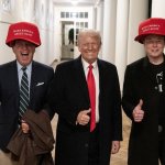 Trump Tucker and Elon Big MAGA hats meme