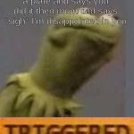 Kermit Triggered | Pov your sibling breaks a plate and says you did it then mom/dad says *sigh* I'm disappointed in you | image tagged in kermit triggered,relatable,why you always lying | made w/ Imgflip meme maker