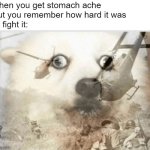 Stomach ache | when you get stomach ache
but you remember how hard it was
to fight it: | image tagged in ptsd dog,stomach,pain,relatable,funny memes | made w/ Imgflip meme maker