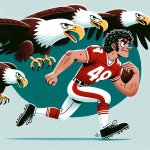 Patrick mahomes chased by eagle birds