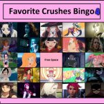 favorite crushes bingo 4 | image tagged in favorite crushes bingo 4,videogames,anime,movies,comics/cartoons,hatsune miku | made w/ Imgflip meme maker