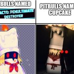 cross graph | PITBULLS NAMED
CUPCAKE; PITBULLS NAMED | image tagged in cross graph,pitbull,no offense | made w/ Imgflip meme maker