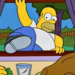 Homer climbing through the window