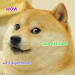 Doge | wow; such efficient; very department | image tagged in memes,doge | made w/ Imgflip meme maker