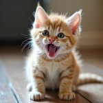 Cute kitten begging for attention