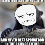 That just sounds so far fetched | THE LOUD HOUSE DIDN’T SAVE NICKELODEON; AND NEVER BEAT SPONGEBOB IN THE RATINGS EITHER | image tagged in memes,confession bear | made w/ Imgflip meme maker