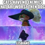 THEY EAT WHAT?! | CATS HAVE NO ENEMIES THAT ARE WORSE THEN DOGS; LESBIANS | image tagged in cats,enemies | made w/ Imgflip meme maker