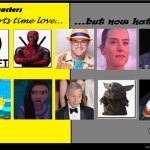 top 10 characters first time love but now hate | image tagged in top 10 characters first time love but now hate,disney,star wars,joe biden,neon genesis evangelion,media | made w/ Imgflip meme maker