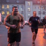 Giant US soldier running