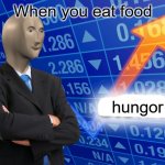 hunger be like | When you eat food; hungor | image tagged in empty stonks | made w/ Imgflip meme maker