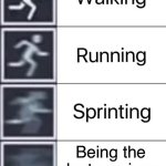 Funny | Being the last survivor in zombie tag | image tagged in walking running sprinting | made w/ Imgflip meme maker