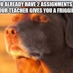 A friggin packet yo... | WHEN YOU ALREADY HAVE 2 ASSIGNMENTS MISSING BUT THEN YOUR TEACHER GIVES YOU A FRIGGIN PACKET YO | image tagged in the moment when,funny,teachers,school,college,high school | made w/ Imgflip meme maker