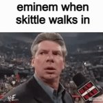 dont judge this meme by the title | eminem when skittle walks in | image tagged in gifs,eminem,skittles,ice cream | made w/ Imgflip video-to-gif maker