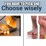 Choose | YOU HAVE TO PICK ONE | image tagged in you can pick only one choose wisely | made w/ Imgflip meme maker