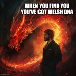 Welsh DNA | WHEN YOU FIND YOU YOU'VE GOT WELSH DNA | image tagged in welsh dragon,welsh,wales,dragon,genetics,genes | made w/ Imgflip meme maker