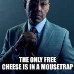 Gus Fring we are not the same | REMEMBER; THE ONLY FREE CHEESE IS IN A MOUSETRAP | image tagged in gus fring we are not the same | made w/ Imgflip meme maker