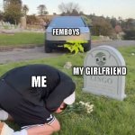 valentines just got a whole lot better | FEMBOYS; MY GIRLFRIEND; ME | image tagged in mrbeast sad | made w/ Imgflip meme maker