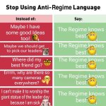 stop using anti regime language