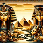 Ancient Egypt gods, worlds, and pyramids template