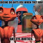 Bad Dad Joke February 21, 2025 | WHAT TYPE OF MEDICINE DO ANTS USE WHEN THEY HAVE EYE PROBLEMS? ANT-EYE-BIOTICS. | image tagged in antz | made w/ Imgflip meme maker