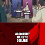 The competition was fire!! | TEAM THEORIST; STEVEN HE; ABSOLUTELY MAJESTIC COLLABS! | image tagged in naruto handshake meme template,youtube,steven he,food theory,game theory,steven he i will send you to jesus | made w/ Imgflip meme maker