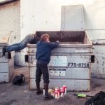 Two Men Dumpster Diving meme