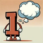 The letter I and a thought bubble above it