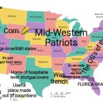 Idk | Just naming themselves the capital to troll new mapers; Mid-Western Patriots; Corn 🌽; Just your average American states; The OG's of the USA; It's just Texas's from temu; Do we really have to say their stereotypical song? Was french; ITS FLORIDA OKAY; Home of hospitable lever shotgun lovers; Useless place with mountains; Useful place made out of mountians | image tagged in united states map usa states map | made w/ Imgflip meme maker