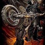 mega awesome skeleton riding motorcycle