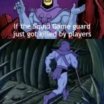 When Squid Game guards just killed them | If the Squid Game guard just got killed by players; Until we meet again | image tagged in skeletor until we meet again,memes,funny,squid game | made w/ Imgflip meme maker