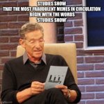 Maury Lie Detector | STUDIES SHOW 
THAT THE MOST FRAUDULENT MEMES IN CIRCULATION 
BEGIN WITH THE WORDS
‘STUDIES SHOW’. | image tagged in memes,maury lie detector | made w/ Imgflip meme maker