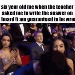 because 2 x 7 is clearly 9 | six year old me when the teacher asked me to write the answer on the board (i am guaranteed to be wrong) | image tagged in gifs,memes,funny,fun stream,fyp,school | made w/ Imgflip video-to-gif maker