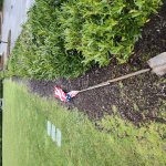 American flag attached to shovel