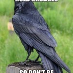 Ravens | RAVENS HOLD GRUDGES; SO DON'T BE MEAN TO THEM | image tagged in raven,grudge,smart,bird,animals | made w/ Imgflip meme maker