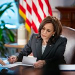 Kamala Harris desk meme