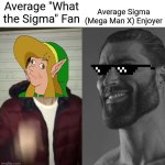 #FBrainrot | Average Sigma (Mega Man X) Enjoyer; Average "What the Sigma" Fan | image tagged in average fan vs average enjoyer | made w/ Imgflip meme maker