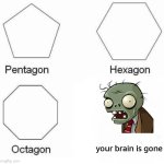 Pentagon Hexagon Octagon | your brain is gone | image tagged in memes,pentagon hexagon octagon | made w/ Imgflip meme maker