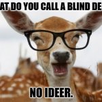 Daily Bad Dad Joke 03/03/2025 | WHAT DO YOU CALL A BLIND DEER? NO IDEER. | image tagged in deer glasses | made w/ Imgflip meme maker