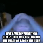 it was all a waste of time | EVERY AUB MF WHEN THEY REALIZE THEY CAN JUST IGNORE THE IMAGE OR BLOCK THE USER | image tagged in gifs,upvotes | made w/ Imgflip video-to-gif maker