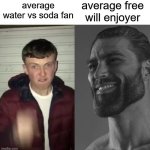 Average Fan vs Average Enjoyer | average free will enjoyer; average water vs soda fan | image tagged in average fan vs average enjoyer,free will,water,soda | made w/ Imgflip meme maker