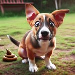 shocked dog pooping