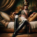 napoleon siiting on a bed