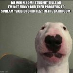 "your not funny" | ME WHEN SOME STUDENT TELLS ME I'M NOT FUNNY AND THEN PROCEEDS TO SCREAM "SKIBIDI OHIO RIZZ" IN THE BATHROOM: | image tagged in relatable,school memes,fun | made w/ Imgflip meme maker