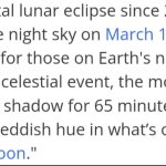 Upcoming Blood Moon. (From an Article.)