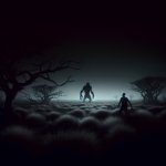 The Moor in the dark with a scary monster