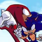 Sonic punches Knuckles