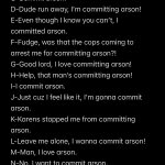 Arson alphabet meme